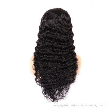 Top Sales Deep Loose Malaysian Human Hair Wig Swiss Lace Front Wholesale Malaysian Loose Deep Curly Hair Lace Closure Front Wig